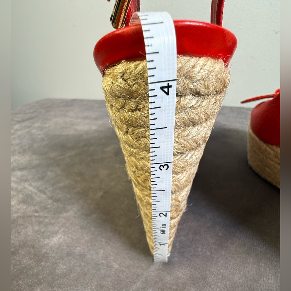 Louis Vuitton red leather wedge heel slingback espadrille sandals open-toe 35 - Picture 11 of 16